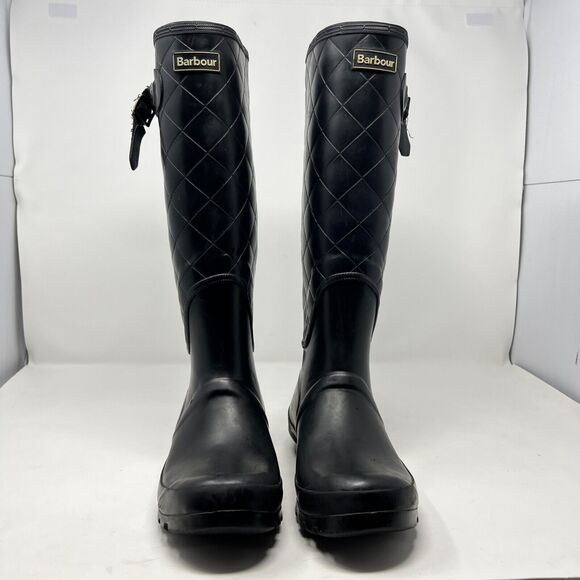 Barbour Black Quilted Winter Rain Boots - Picture 2 of 6
